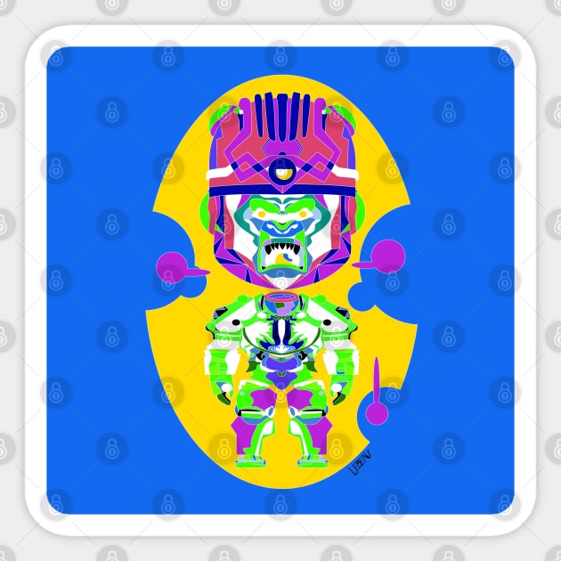 sisimite gorilla in mexican totonac wild robot patterns art Sticker by jorge_lebeau